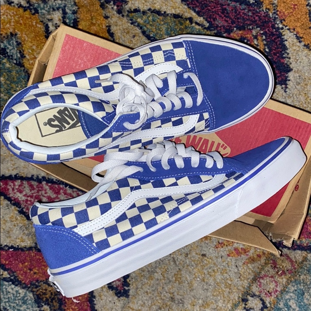 Brand New Blue White Vans sz 9 men / 10.5 Women